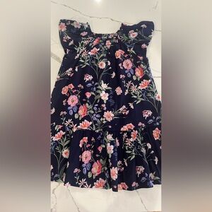 Gap kids navy Floral Print Dress with Ruffled Sleeves size S